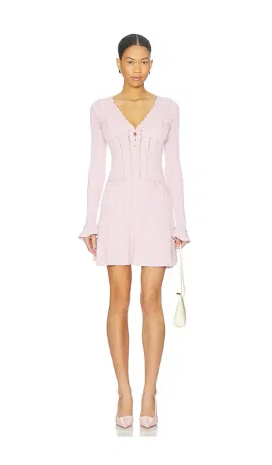 Self-Portrait Pearl Trim Knit Mini Dress | Thumbnail 1