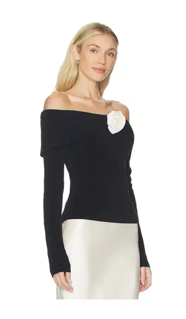 Lovers and Friends Eliana Rosette Off The Shoulder Sweater | Thumbnail 2 Lovers and Friends Eliana Rosette Off The Shoulder Sweater | Thumbnail 2