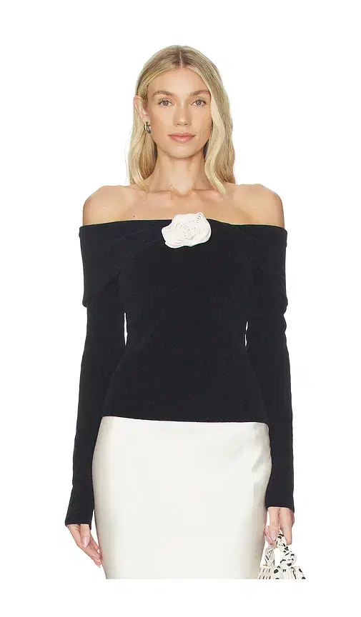 Lovers and Friends Eliana Rosette Off The Shoulder Sweater