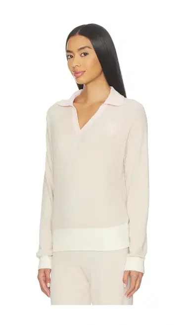 Barefoot Dreams Cozy Chic Ultra Lite Color Block Heart Collared Pullover | Thumbnail 2