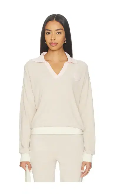 Barefoot Dreams Cozy Chic Ultra Lite Color Block Heart Collared Pullover | Thumbnail 1