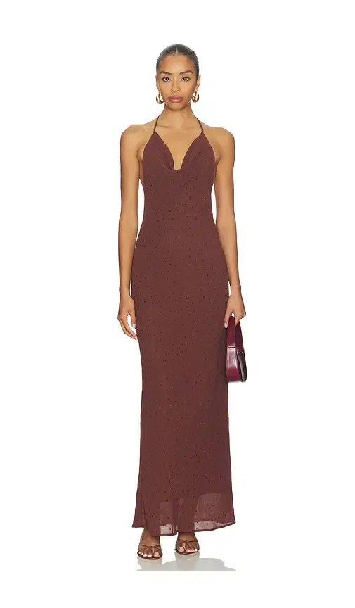 SNDYS Nadene Diamante Halter Maxi Dress