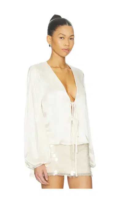 SNDYS Lucille Tie Front Long Sleeve Top | Thumbnail 2