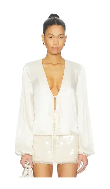 SNDYS Lucille Tie Front Long Sleeve Top | Thumbnail 1
