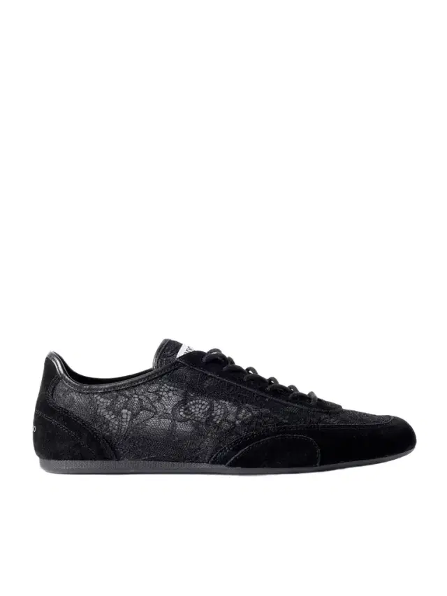 Sunny Leather-trimmed Suede And Lace Sneakers
