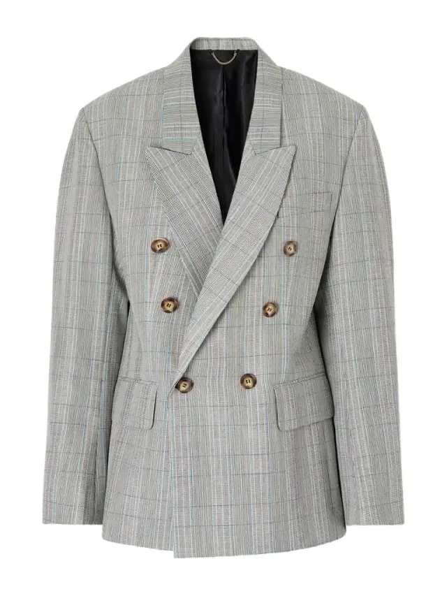 Double-breasted Checked Wool Blazer