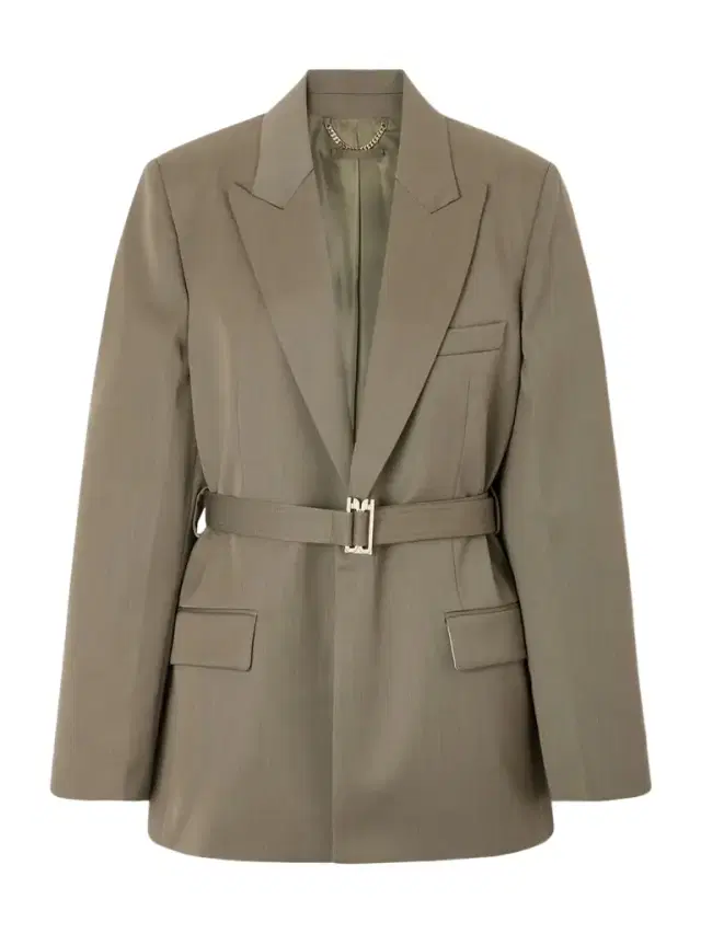 Belted Wool-blend Twill Blazer
