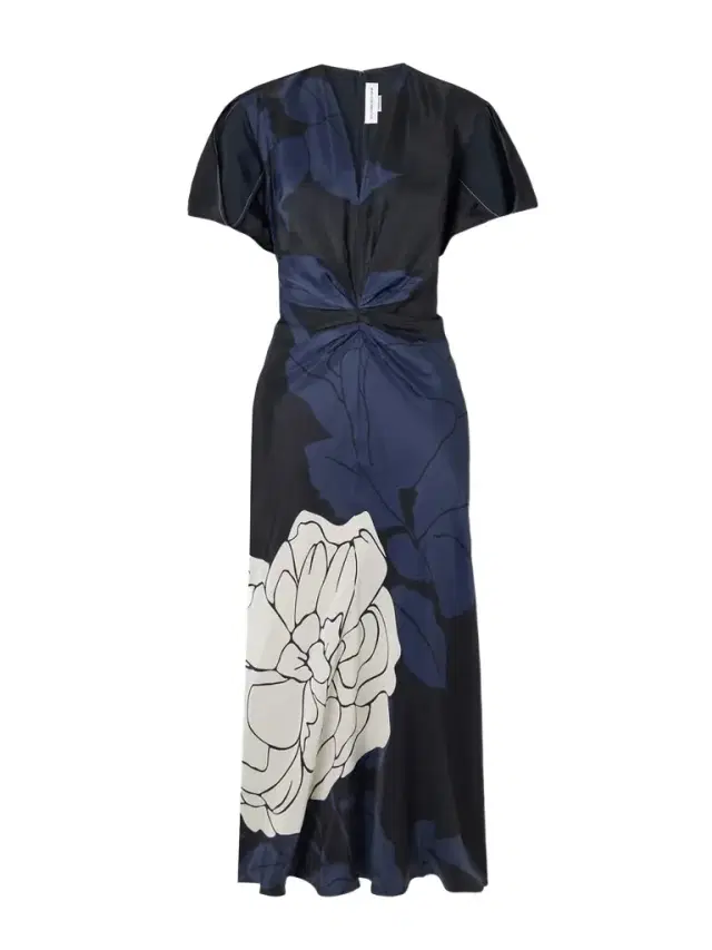 Eve Layered Gathered Floral-print Satin Midi Dress