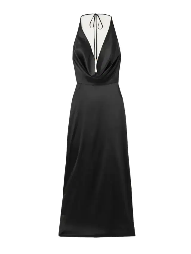 Carla Draped Silk-blend Satin Halterneck Maxi Dress Carla Draped Silk-blend Satin Halterneck Maxi Dress