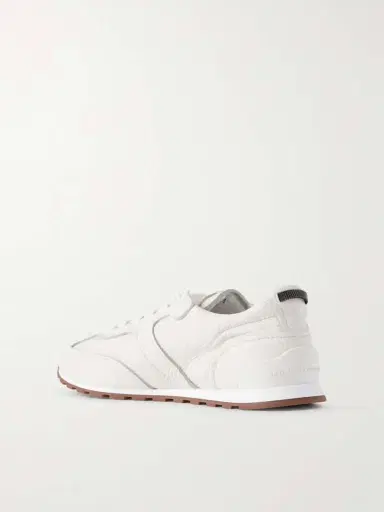 Brunello Cucinelli Embellished Textured-leather Sneakers | Thumbnail 3 Brunello Cucinelli Embellished Textured-leather Sneakers | Thumbnail 3