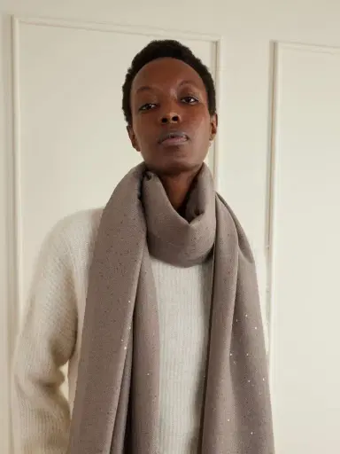 Brunello Cucinelli Sequined Cashmere And Silk-blend Scarf | Thumbnail 4