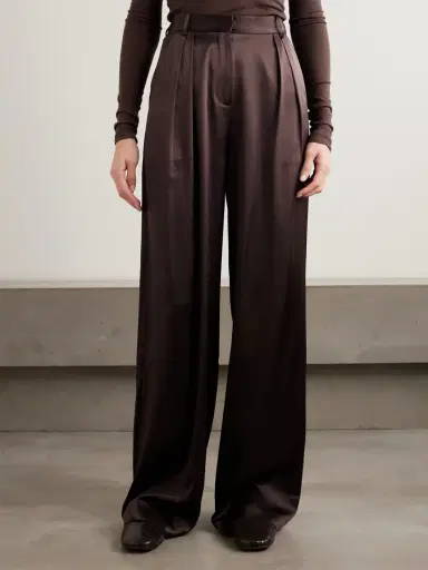 ÉTERNE Josephine Pleated Stretch-silk Satin Straight-leg Pants | Thumbnail 3 ÉTERNE Josephine Pleated Stretch-silk Satin Straight-leg Pants | Thumbnail 3