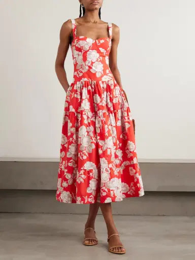 Cara Cara Santiago Tiered Floral-print Cotton-poplin Midi Dress | Thumbnail 2 Cara Cara Santiago Tiered Floral-print Cotton-poplin Midi Dress | Thumbnail 2