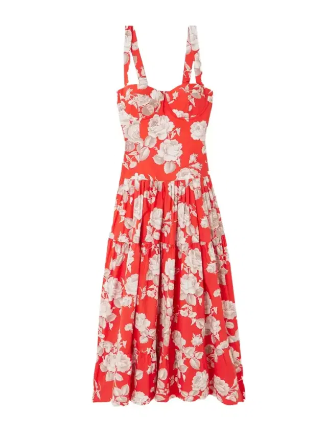 Santiago Tiered Floral-print Cotton-poplin Midi Dress