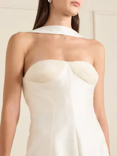 Danielle Frankel Lette Tulle-trimmed Wool And Silk-blend Twill Gown | Thumbnail 4