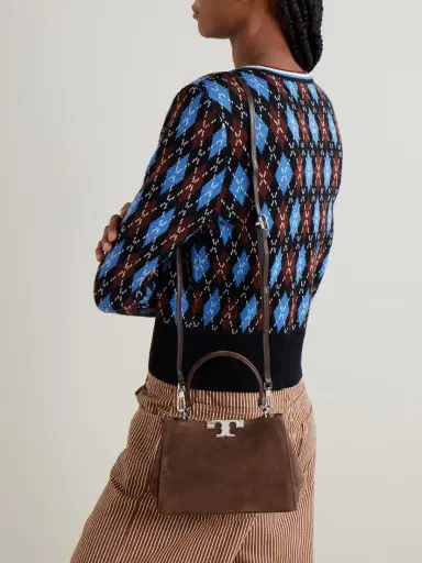 Tory Burch Eleanor Mini Leather-trimmed Suede Shoulder Bag | Thumbnail 2 Tory Burch Eleanor Mini Leather-trimmed Suede Shoulder Bag | Thumbnail 2