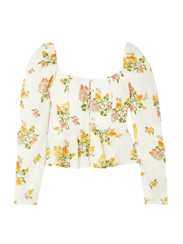 Bromelia Cordillera Floral-print Linen Peplum Top