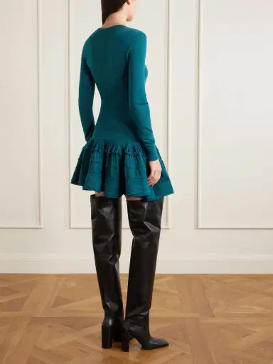 Alaïa Ruffled Wool-blend Mini Dress | Thumbnail 3 Alaïa Ruffled Wool-blend Mini Dress | Thumbnail 3
