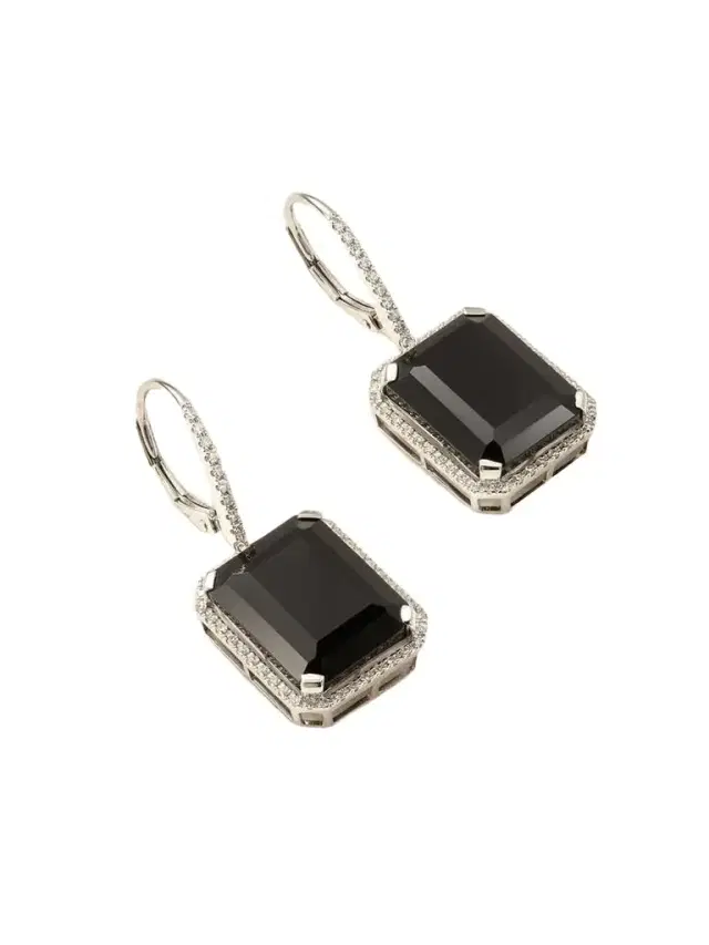 SHAY 18-karat White Gold, Onyx And Diamond Earrings