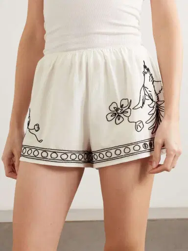 BODE Cockatoo Tap Bead-embellished Cotton And Silk-blend Shorts | Thumbnail 3 BODE Cockatoo Tap Bead-embellished Cotton And Silk-blend Shorts | Thumbnail 3
