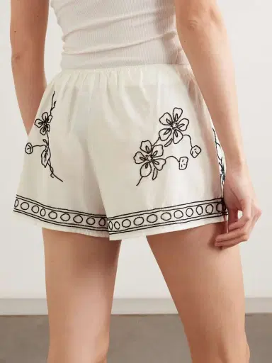 BODE Cockatoo Tap Bead-embellished Cotton And Silk-blend Shorts | Thumbnail 4 BODE Cockatoo Tap Bead-embellished Cotton And Silk-blend Shorts | Thumbnail 4