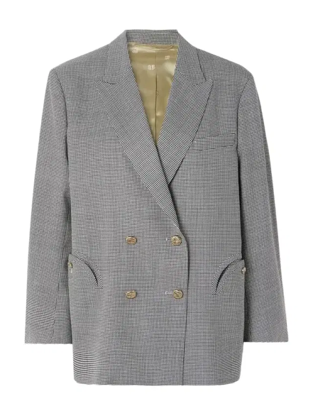 Regal Nightbreak Double-breasted Houndstooth Wool Blazer