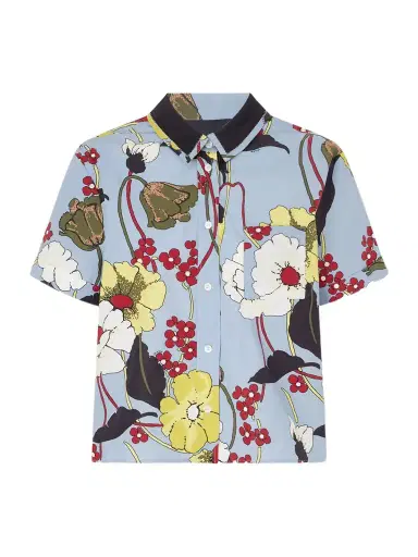 Marni Cropped Floral-print Cotton-poplin Shirt | Thumbnail 1 Marni Cropped Floral-print Cotton-poplin Shirt | Thumbnail 1