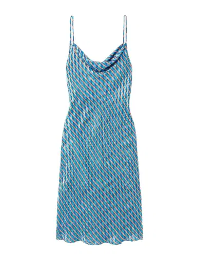 Dries Van Noten Draped Striped Satin And Chiffon Midi Dress | Thumbnail 1 Dries Van Noten Draped Striped Satin And Chiffon Midi Dress | Thumbnail 1