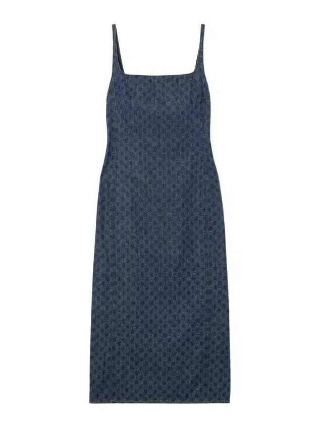 Printed Denim Midi Dress