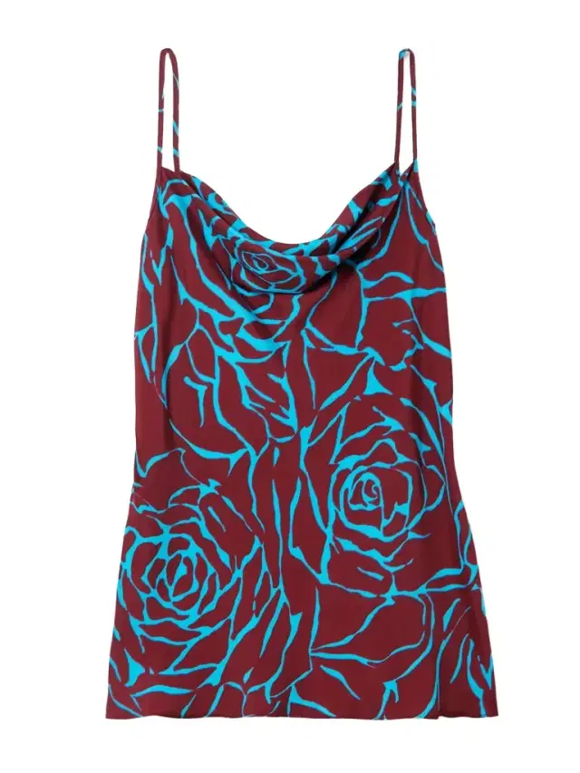 Draped Floral-print Satin-crepe Camisole