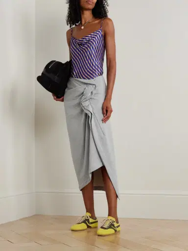 Dries Van Noten Gathered Ruffled Asymmetric Cotton-jersey Midi Skirt | Thumbnail 2