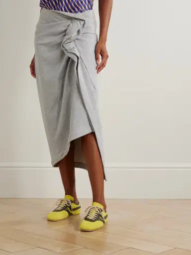 Dries Van Noten Gathered Ruffled Asymmetric Cotton-jersey Midi Skirt | Thumbnail 3