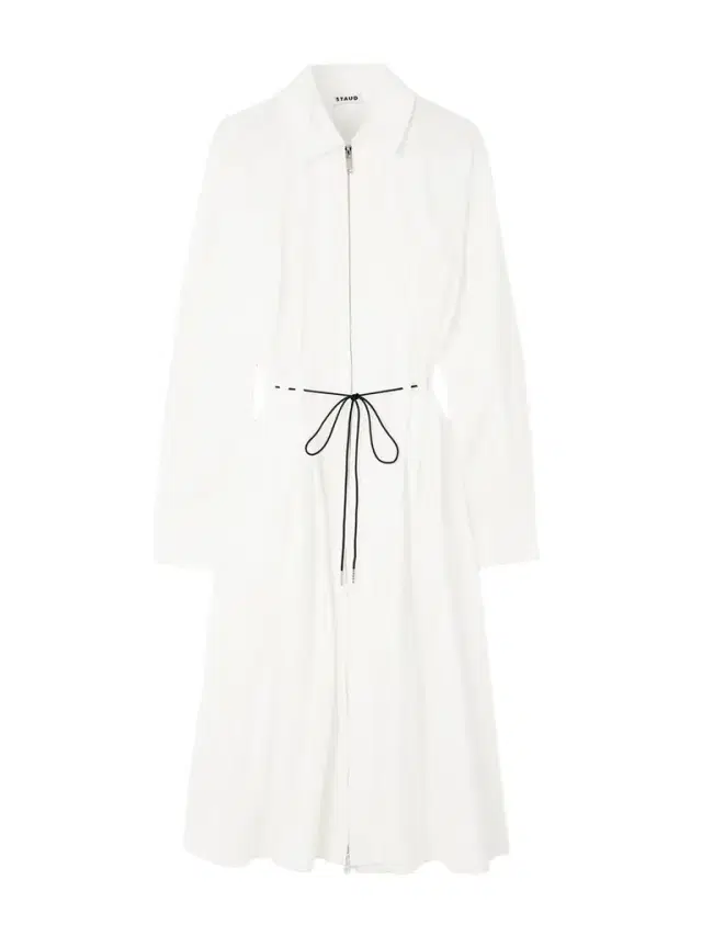 Chi Belted Pleated Cotton-blend Poplin Midi Dress