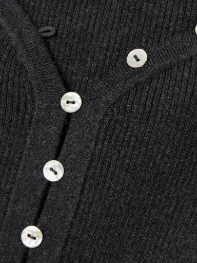 Staud Keaton Off-the-shoulder Ribbed Cotton And Wool-blend Cardigan | Thumbnail 4 Staud Keaton Off-the-shoulder Ribbed Cotton And Wool-blend Cardigan | Thumbnail 4