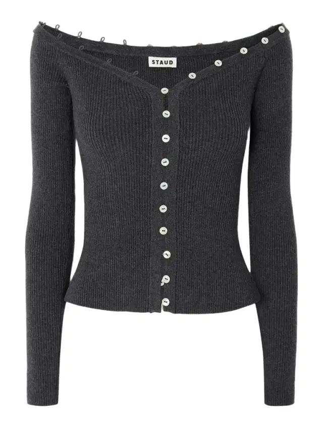 Keaton Off-the-shoulder Ribbed Cotton And Wool-blend Cardigan