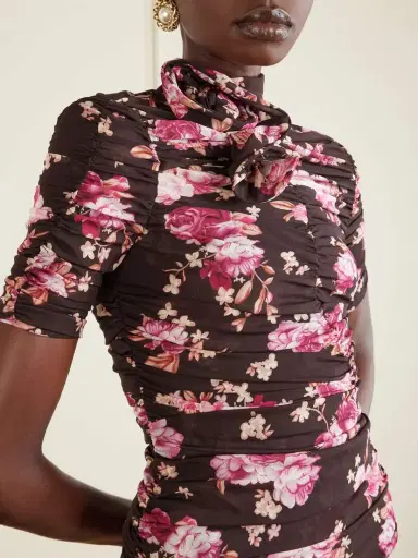 Magda Butrym Ruched Floral-print Stretch-silk Mock-neck Top | Thumbnail 5 Magda Butrym Ruched Floral-print Stretch-silk Mock-neck Top | Thumbnail 5