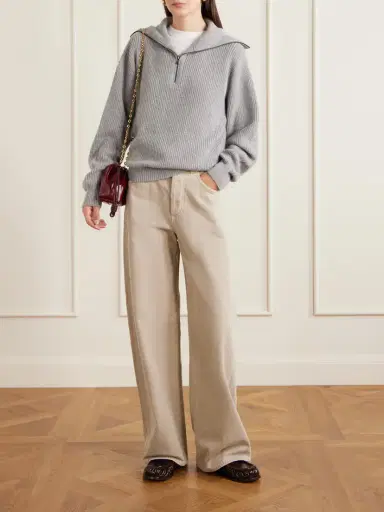 The Elder Statesman Runyon Ribbed Cashmere Turtleneck Half-zip Sweater | Thumbnail 2