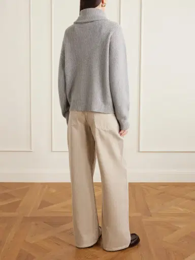 The Elder Statesman Runyon Ribbed Cashmere Turtleneck Half-zip Sweater | Thumbnail 4