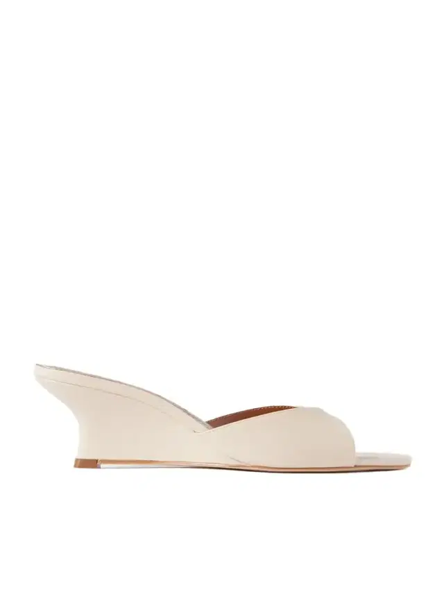 Brigitte Leather Wedge Mules