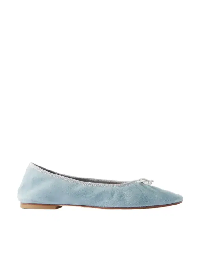 aeyde Tiby Bow-detailed Suede Ballet Flats