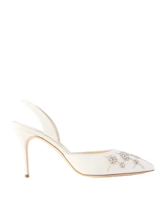 Ralyne 90 Crystal-embellished Crepe De Chine Slingback Pumps