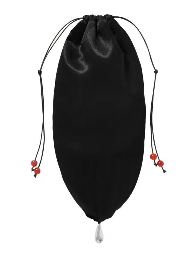 Teardrop Embellished Satin Drawstring Pouch