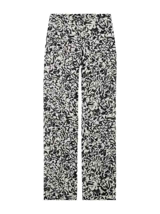 Printed Chiffon Straight-leg Pants