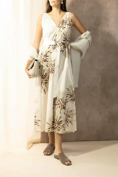 Brunello Cucinelli Abstract Dahlia Dress | Thumbnail 2 Brunello Cucinelli Abstract Dahlia Dress | Thumbnail 2