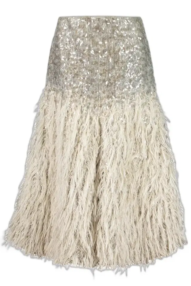 Brunello Cucinelli Degrade Embellished Fit Flare Midi Skirt