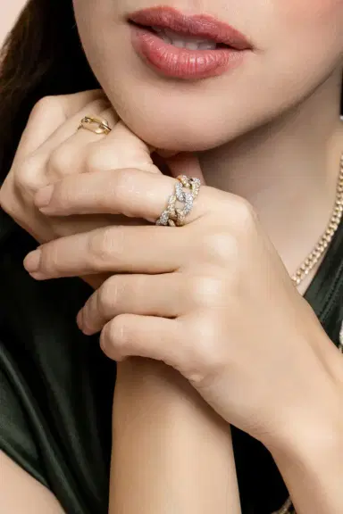 SHAY JEWELRY Diamond Two Tone Essential Link Ring | Thumbnail 2