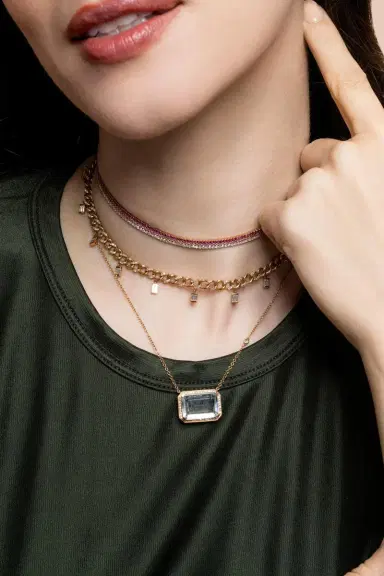SHAY JEWELRY Diamond White Topaz Portrait Necklace | Thumbnail 2