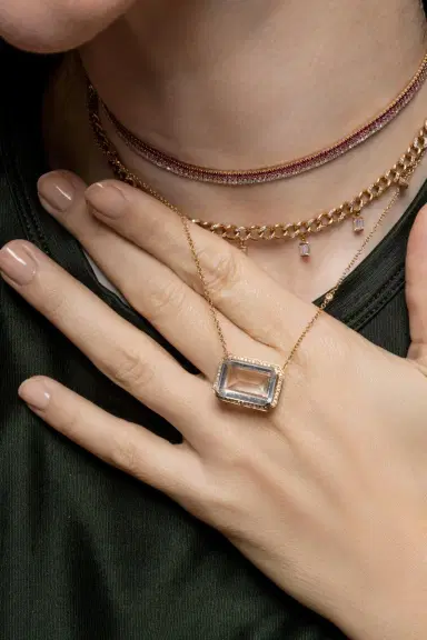 SHAY JEWELRY Diamond White Topaz Portrait Necklace | Thumbnail 3