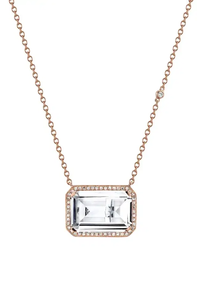 Diamond White Topaz Portrait Necklace