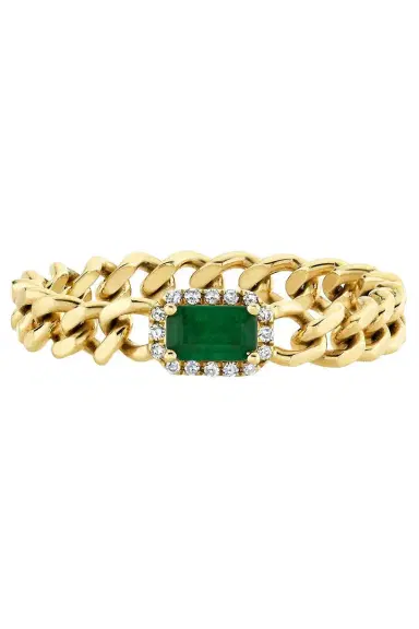 SHAY JEWELRY Emerald Rectangle Baby Link Ring | Thumbnail 1